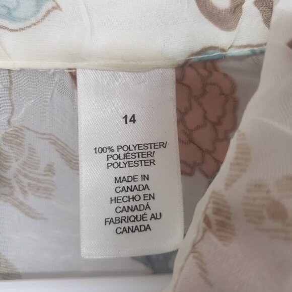 Alfred Dunner Blouse Cream Coral Floral Cottage Core Sheer Ethereal 14 - Picture 12 of 14